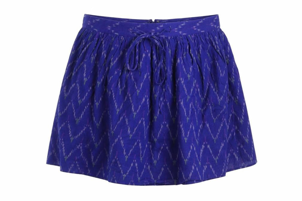 Gap Womens Blue Geometric Cotton Mini Skirt Size 6 Tie