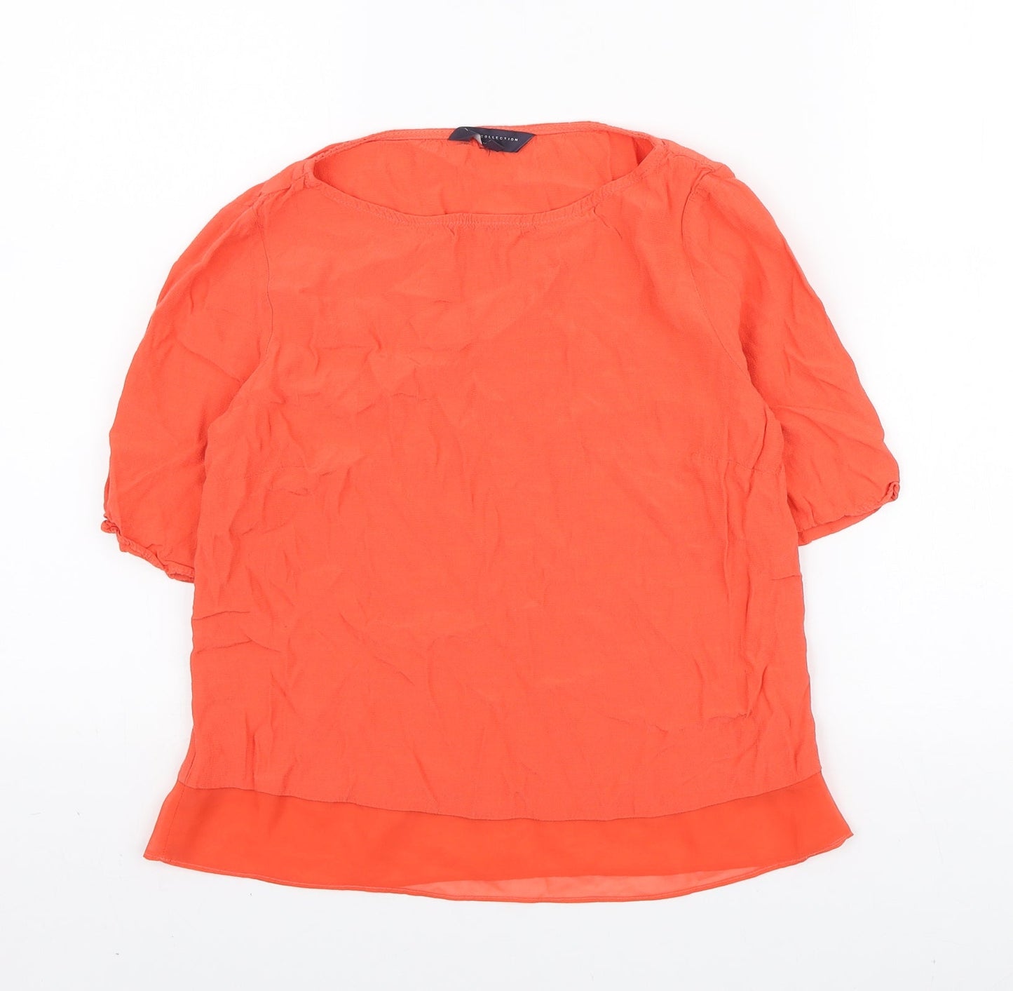 Marks and Spencer Womens Orange Polyester Basic T-Shirt Size 6 Round Neck