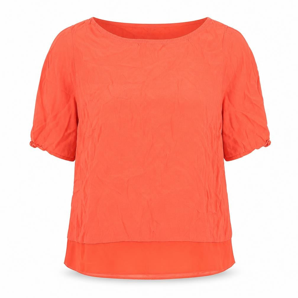 Marks & Spencer Womens Orange Polyester Basic T-Shirt Size 6 Round Neck
