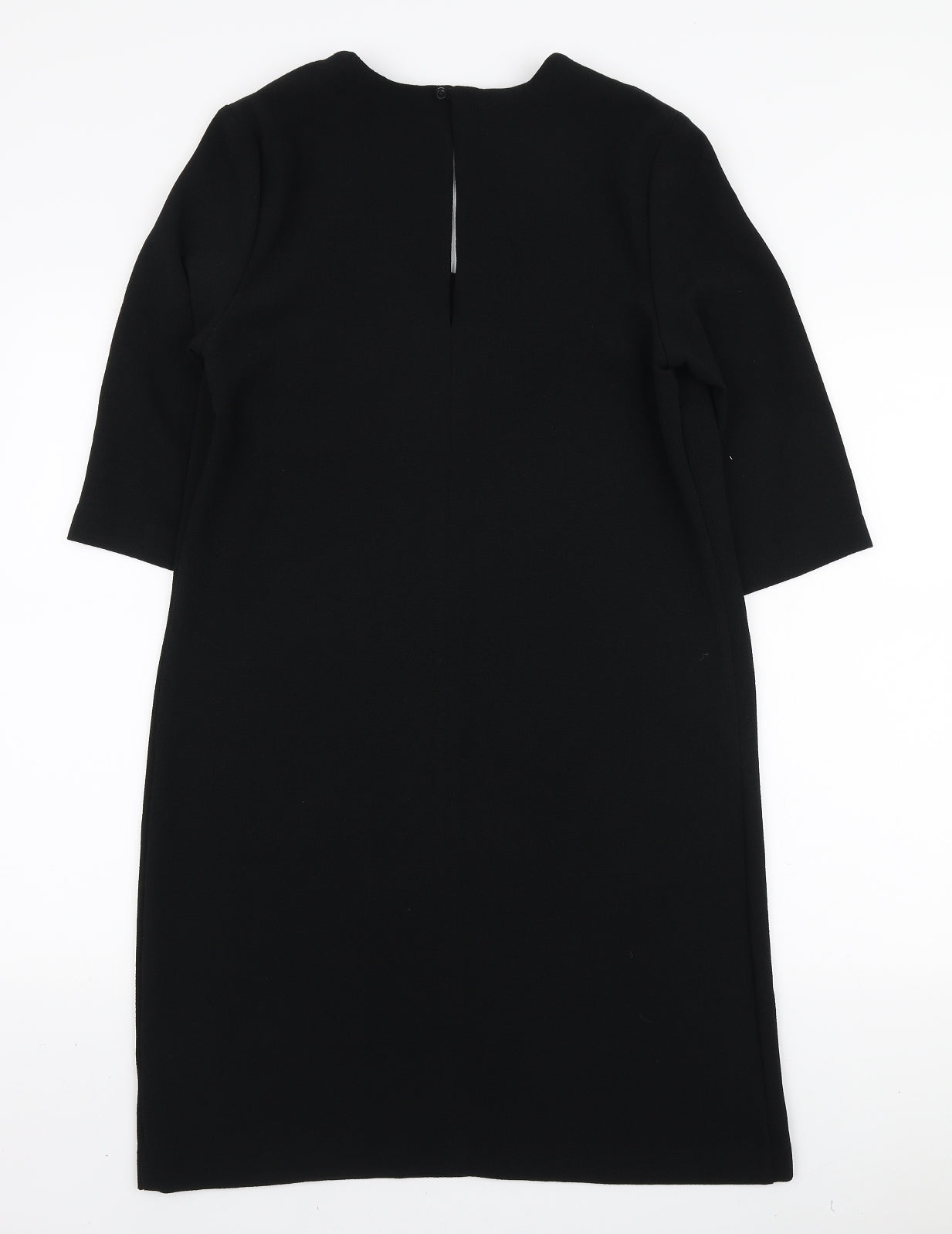 Marks and Spencer Womens Black Polyester A-Line Size 12 V-Neck Button
