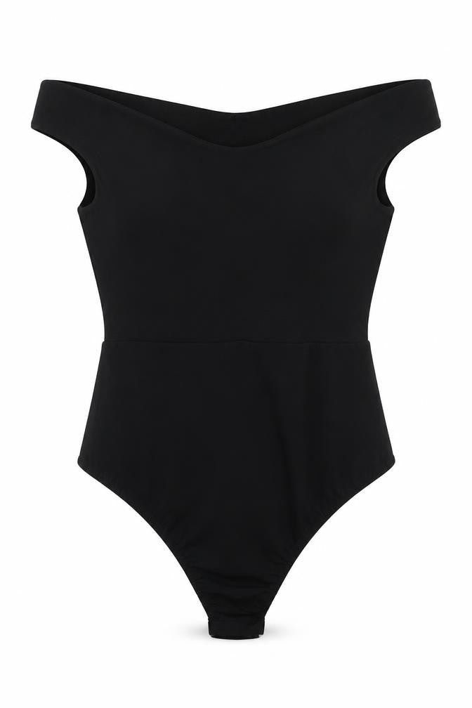 Missguided Womens Black Polyester Bodysuit One-Piece Size 10 Snap