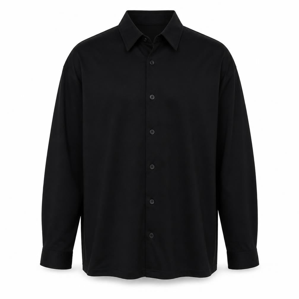 Angelo Litrico Mens Black Polyester Button-Up Size XL Collared Button