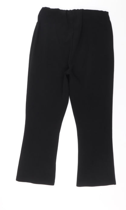 Preworn Womens Black Polyester Trousers Size 14 L24 in Regular