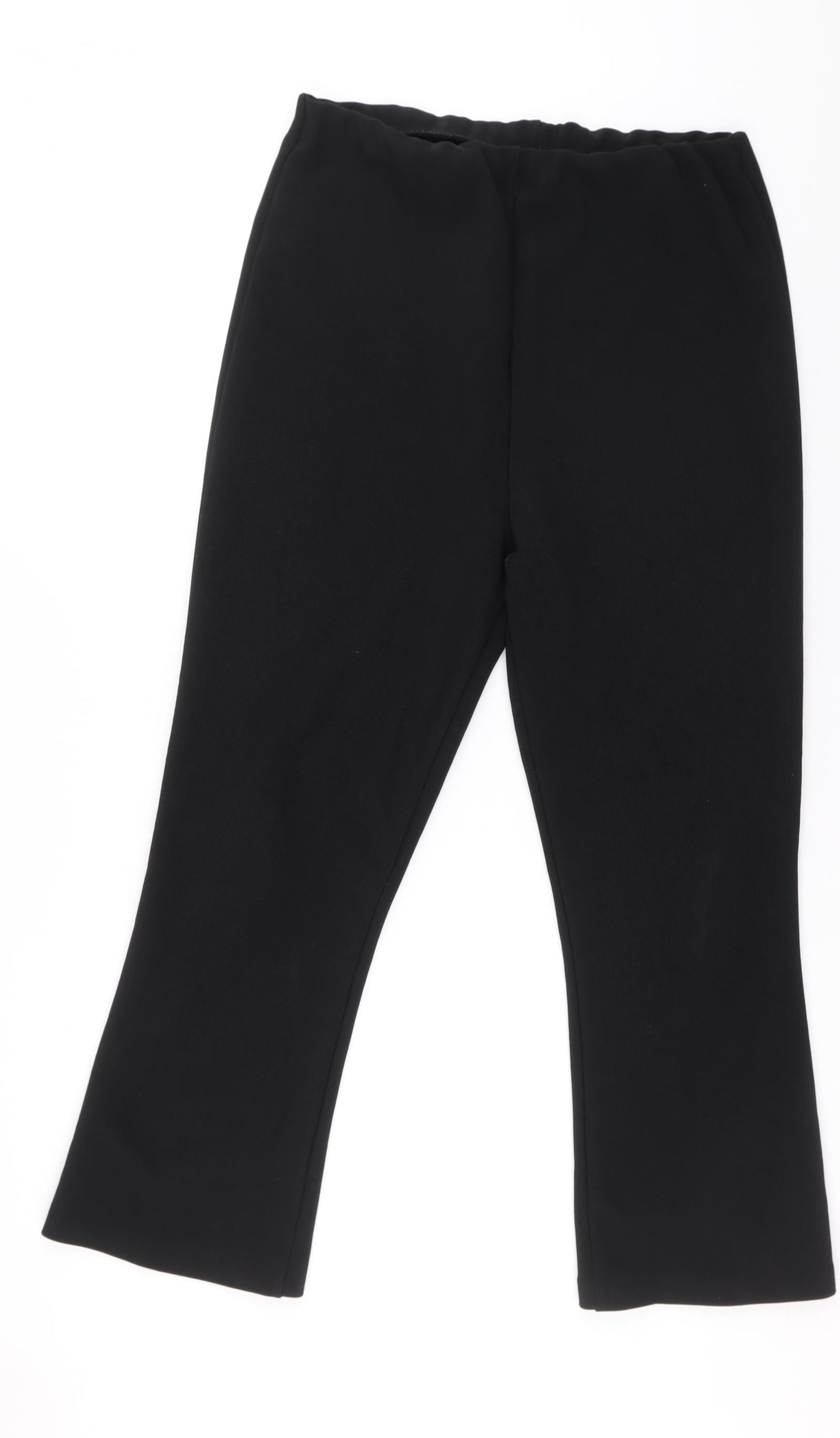 Preworn Womens Black Polyester Trousers Size 14 L24 in Regular