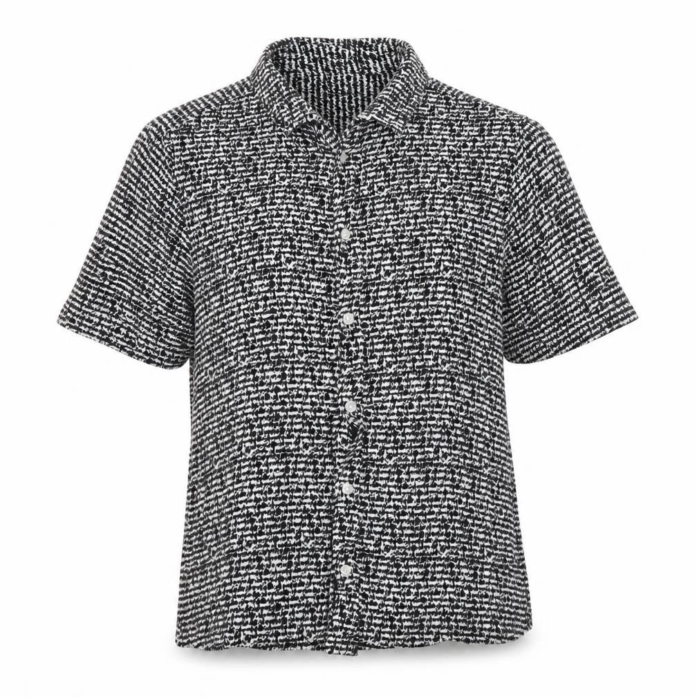 Brave Soul Womens Black Geometric Viscose Basic Button-Up Size L Collared