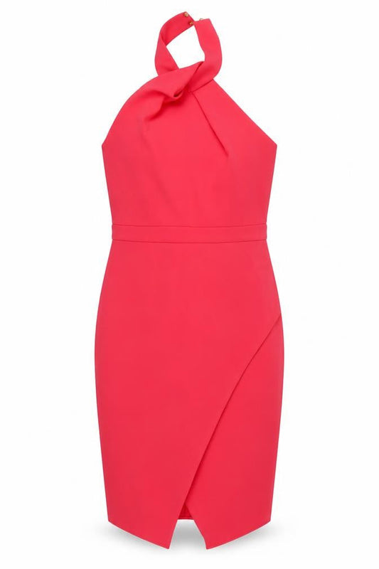 River Island Womens Pink Pencil Dress Size 12 Halter Zip