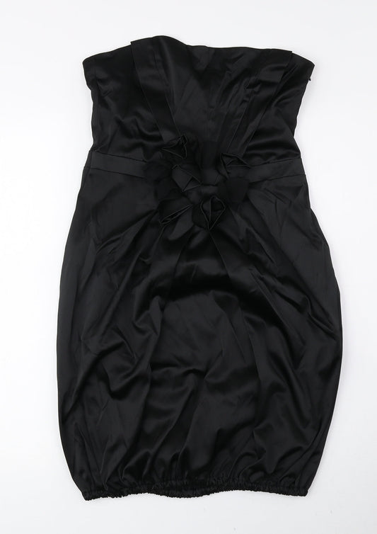 Kookai Womens Black Polyester Mini Size 12 Off the Shoulder Zip - Tie String