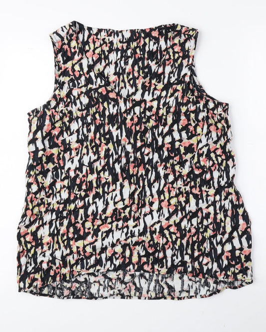 Marks and Spencer Womens Multicoloured Geometric Flax Basic Tank Size 12 V-Neck