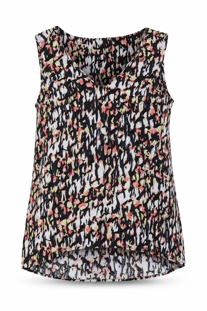 Marks & Spencer Womens Multicoloured Geometric Flax Basic Tank Size 12 V-Neck