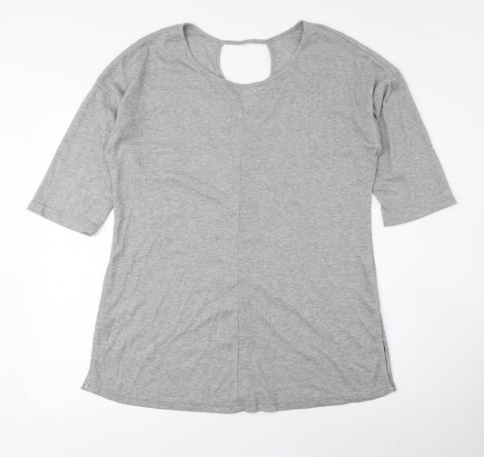 Preworn Womens Silver Polyester Basic T-Shirt Size 16 Round Neck