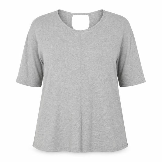 Preworn Womens Silver Polyester Basic T-Shirt Size 16 Round Neck