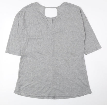 Preworn Womens Silver Polyester Basic T-Shirt Size 16 Round Neck