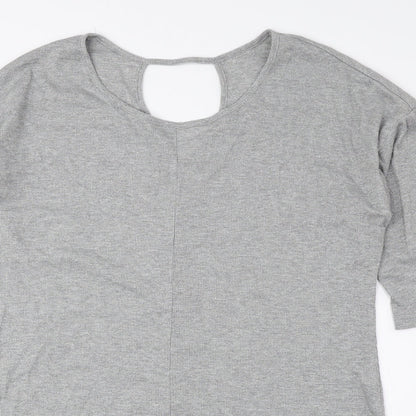 Preworn Womens Silver Polyester Basic T-Shirt Size 16 Round Neck