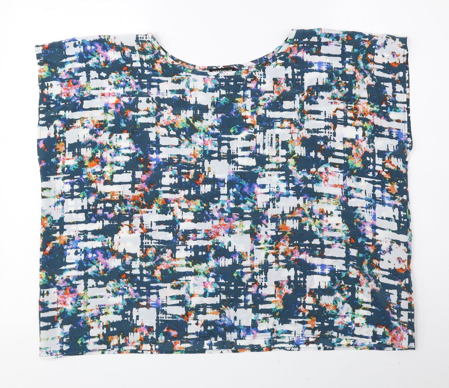 Warehouse Womens Multicoloured Geometric Polyester Basic Blouse Size 10 Round Neck