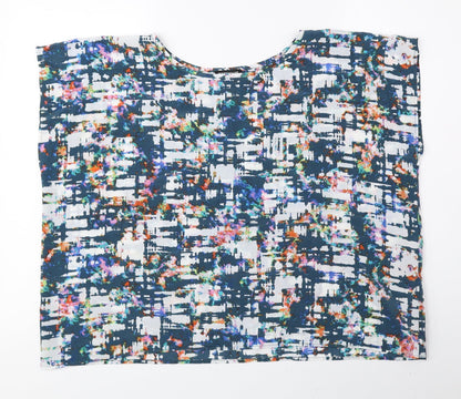 Warehouse Womens Multicoloured Geometric Polyester Basic Blouse Size 10 Round Neck