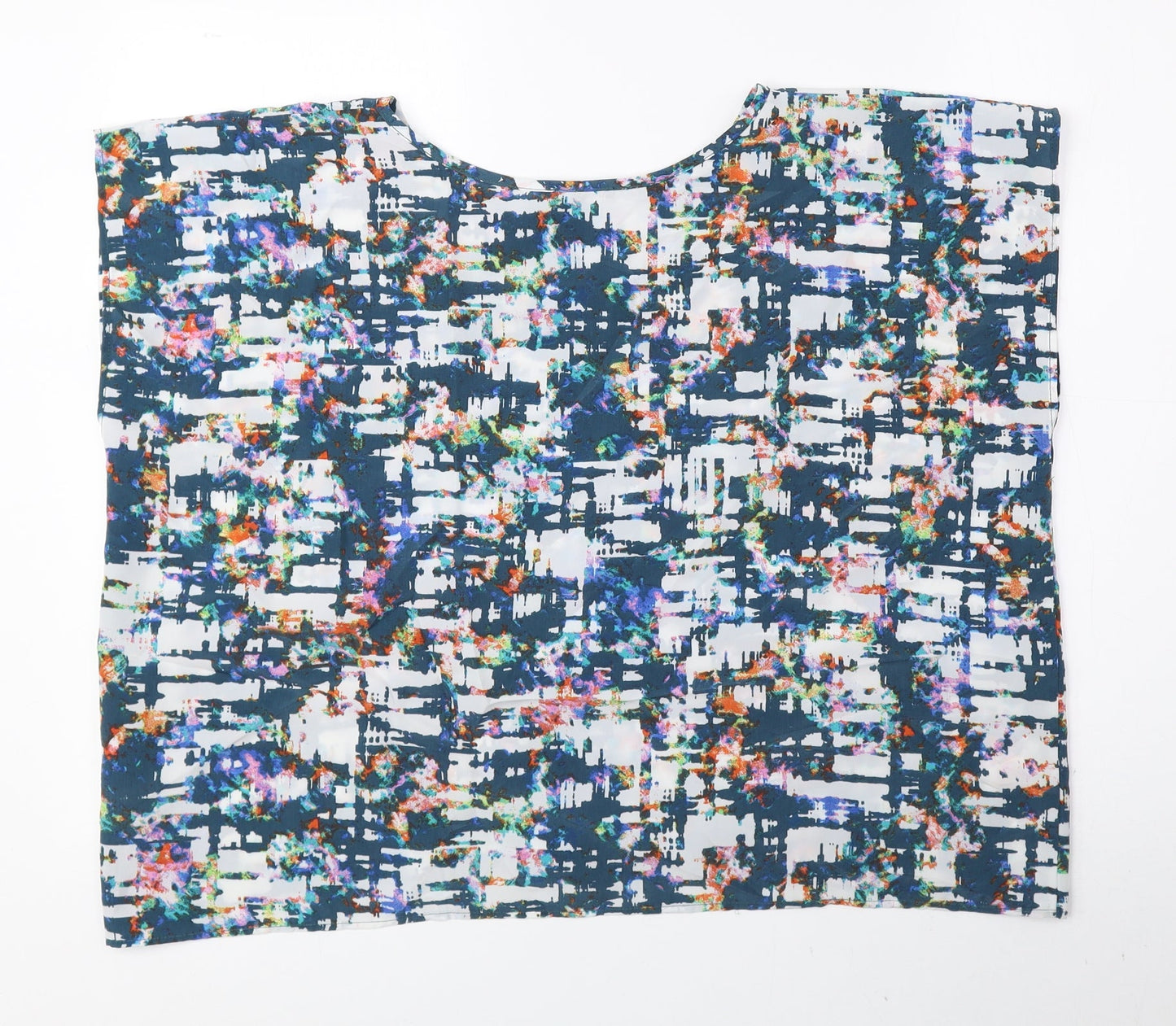 Warehouse Womens Multicoloured Geometric Polyester Basic Blouse Size 10 Round Neck