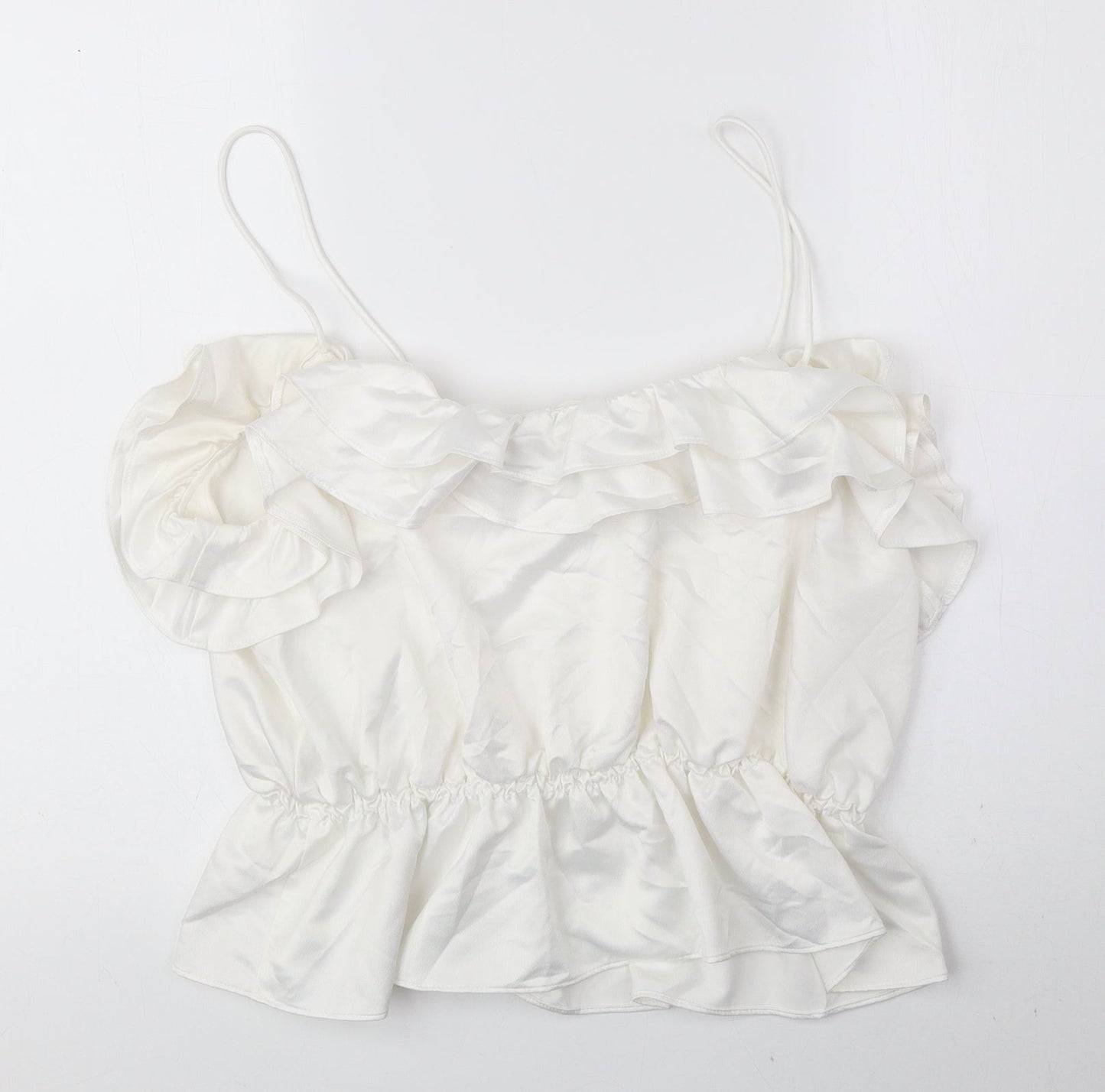 Topshop Womens Ivory Polyester Camisole Blouse Size 14 Round Neck