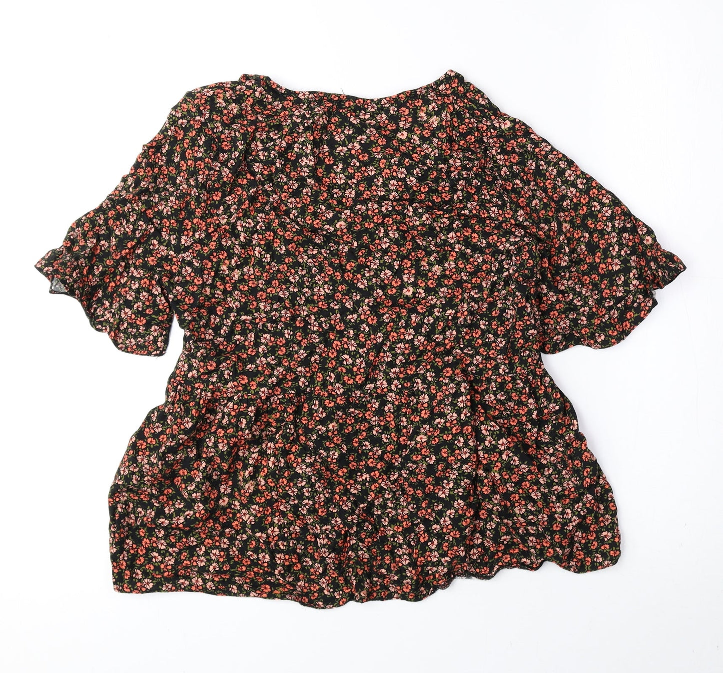 New Look Womens Multicoloured Floral Viscose Basic Blouse Size 10 V-Neck