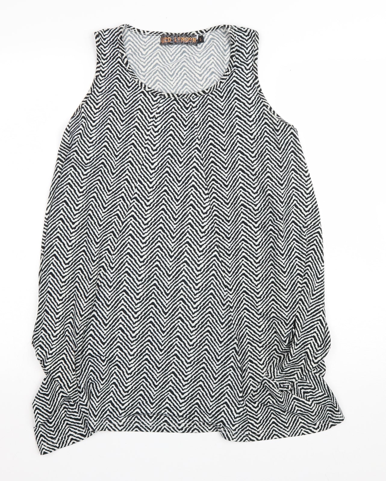 QED London Womens White Geometric Polyester Basic Tank Size S Scoop Neck