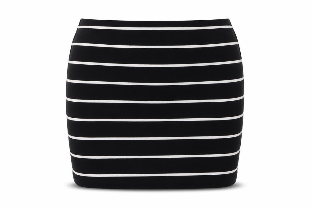 New Look Womens Black Striped Polyester Bandage Skirt Size 10 Drawstring