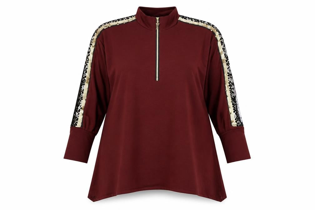 SHEILAY Womens Red Polyester A-Line Size XL High Neck Zip
