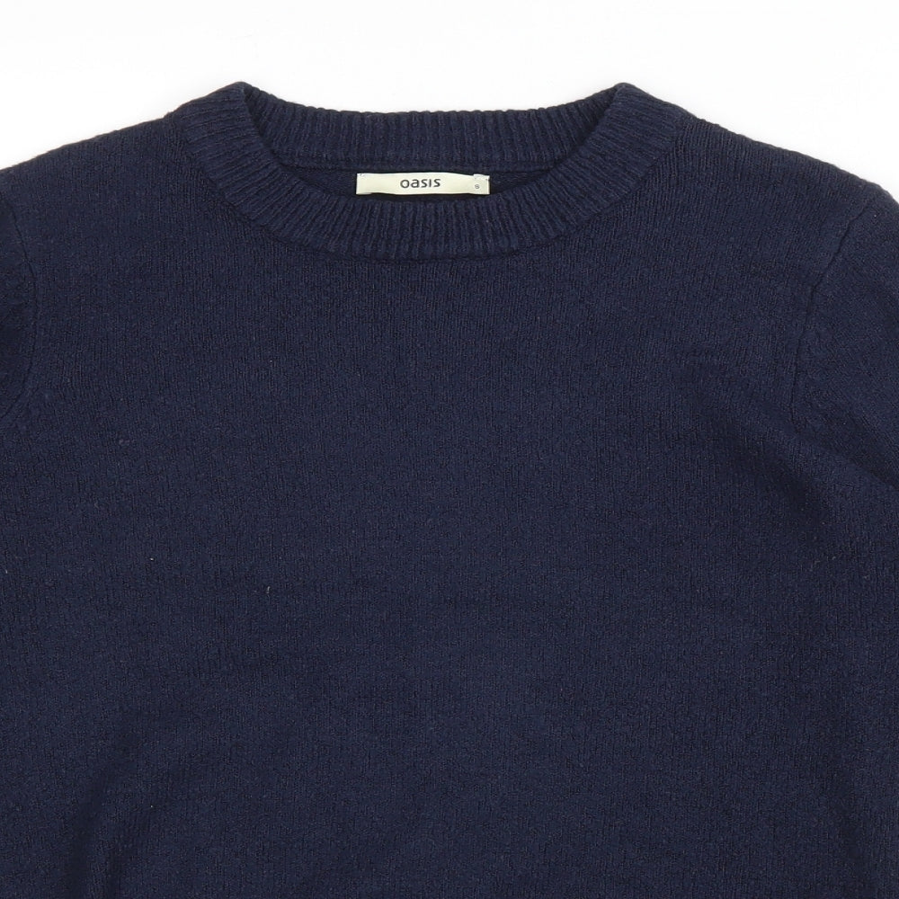 Oasis Mens Blue Round Neck Polyamide Pullover Jumper Size S