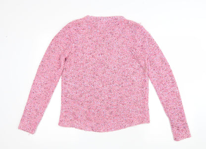 Debenhams Womens Pink Round Neck Polyamide Pullover Jumper Size 12