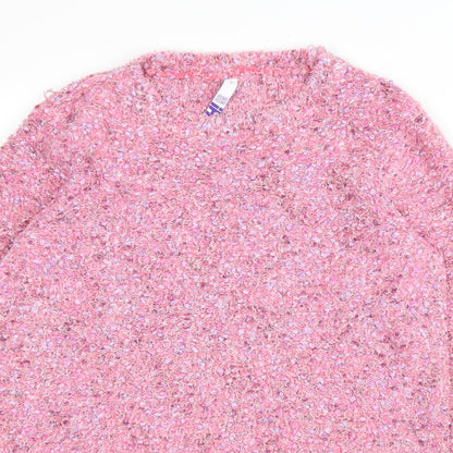 Debenhams Womens Pink Round Neck Polyamide Pullover Jumper Size 12