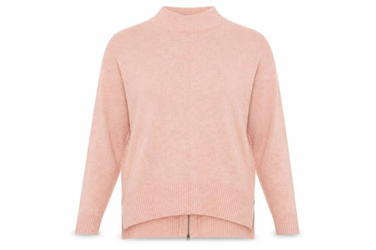 Debenhams Womens Pink Round Neck Acrylic Pullover Jumper Size 12 - Zipped Back