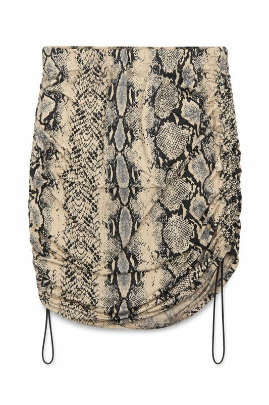 PRETTYLITTLETHING Womens Brown Animal Print Polyester Mini Skirt Size 8 Drawstring - Ruched