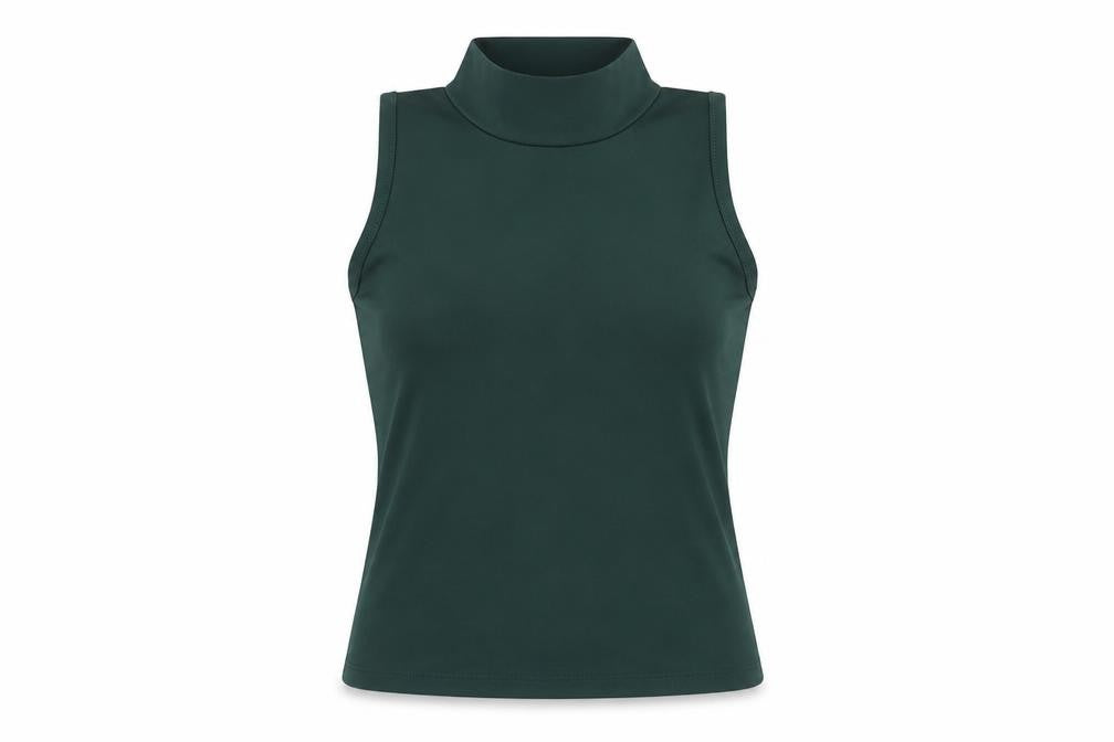 Nasty Gal Womens Green Polyester Basic Tank Size 6 Mock Neck