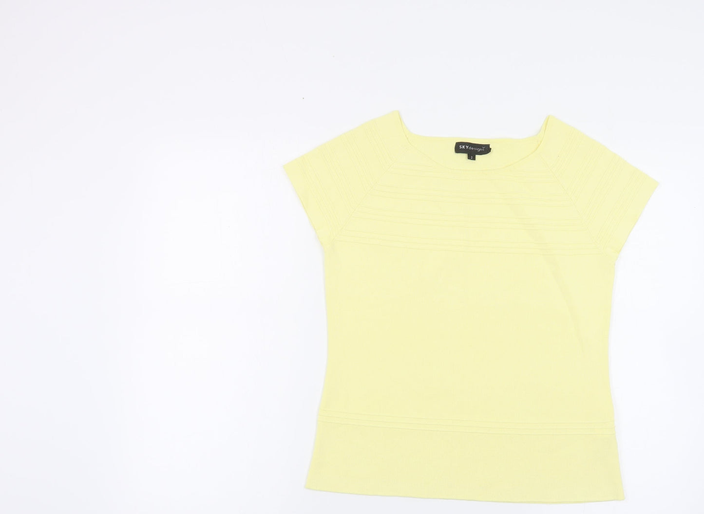 Sky Designs Womens Yellow Viscose Basic T-Shirt Size M Round Neck