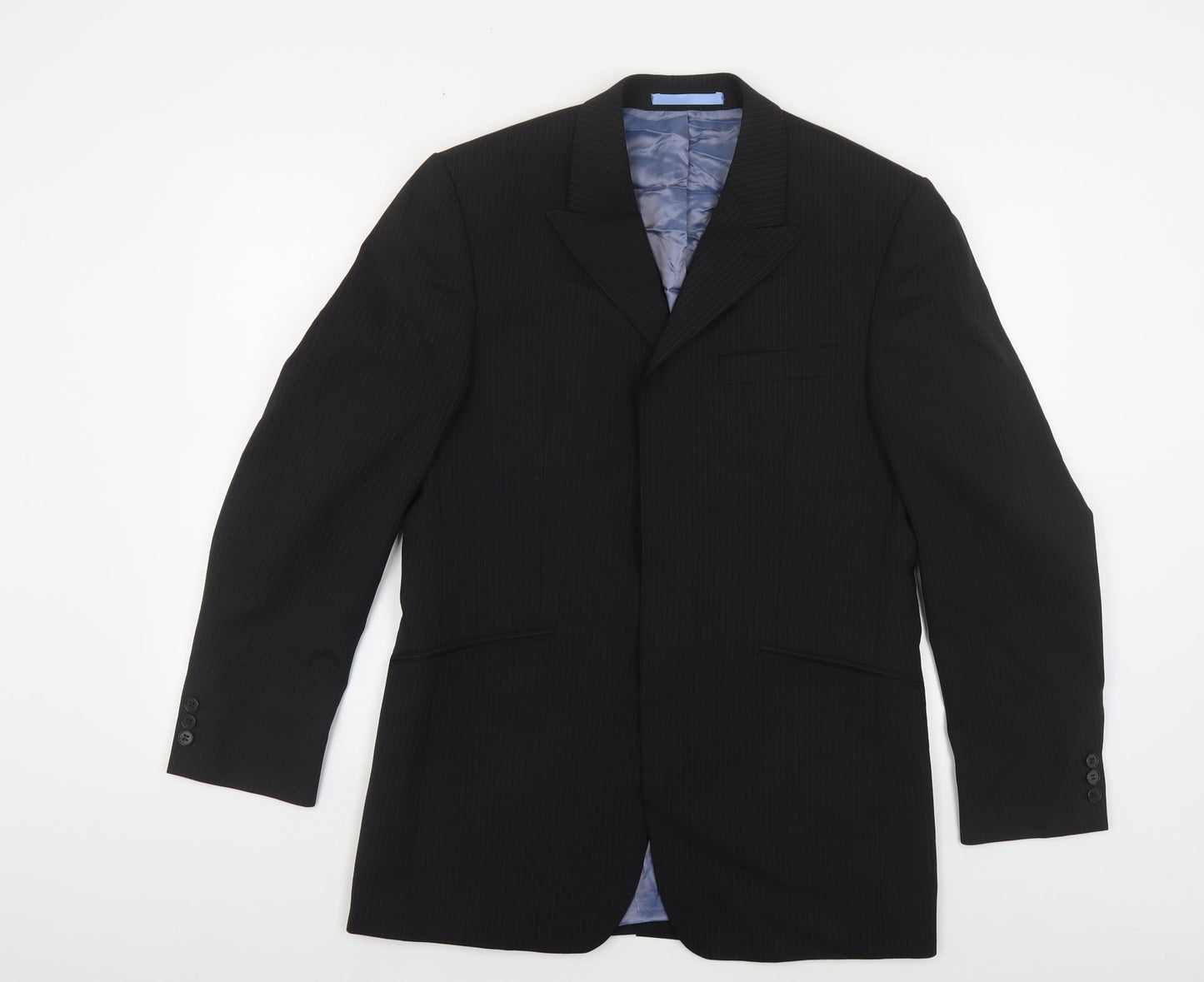 Burton Mens Black Striped Polyester Jacket Suit Jacket Size 38