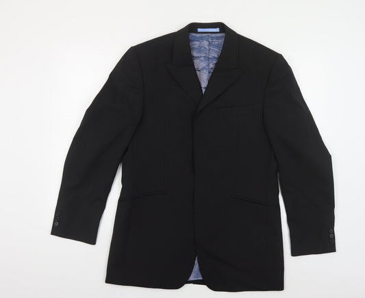Burton Mens Black Striped Polyester Jacket Suit Jacket Size 38