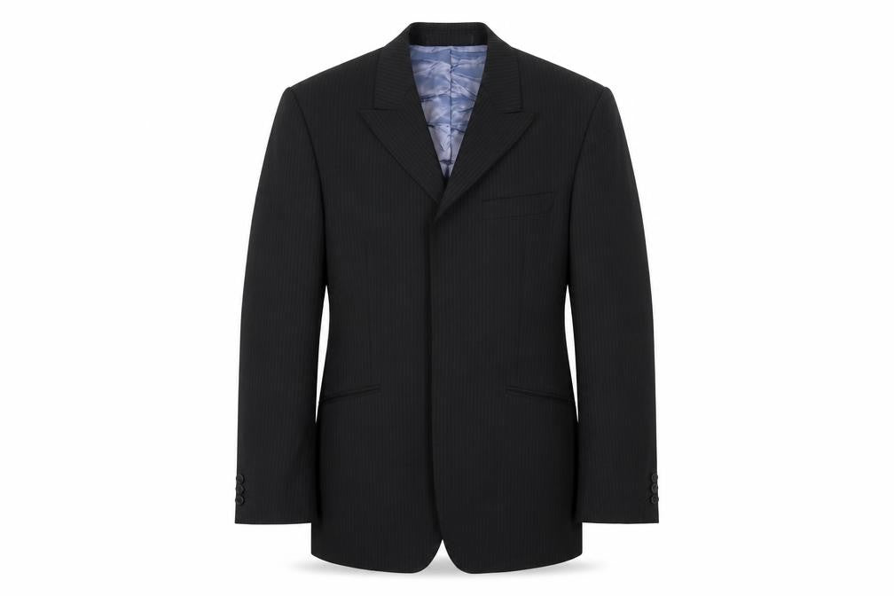 Burton Mens Black Striped Polyester Jacket Suit Jacket Size 38