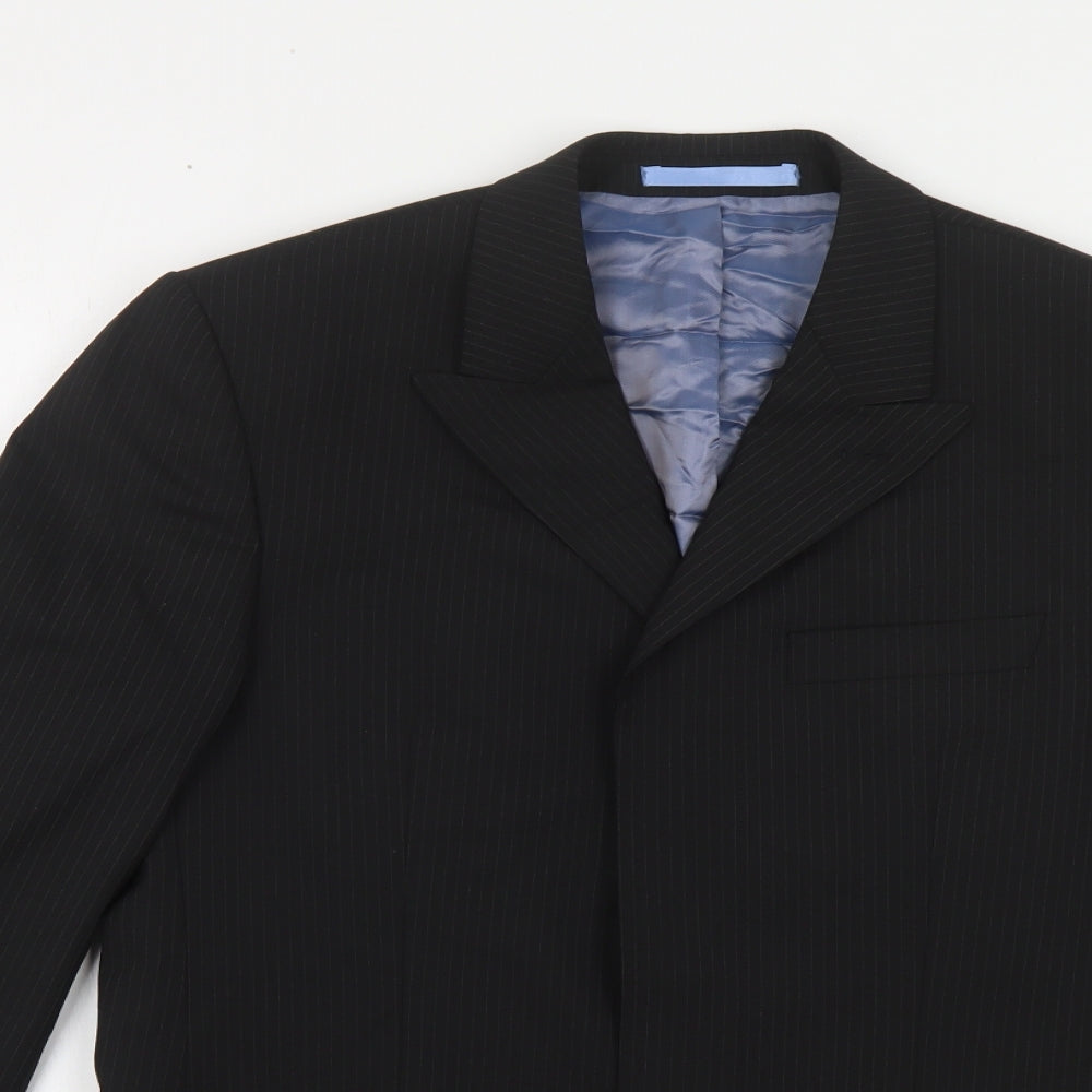 Burton Mens Black Striped Polyester Jacket Suit Jacket Size 38