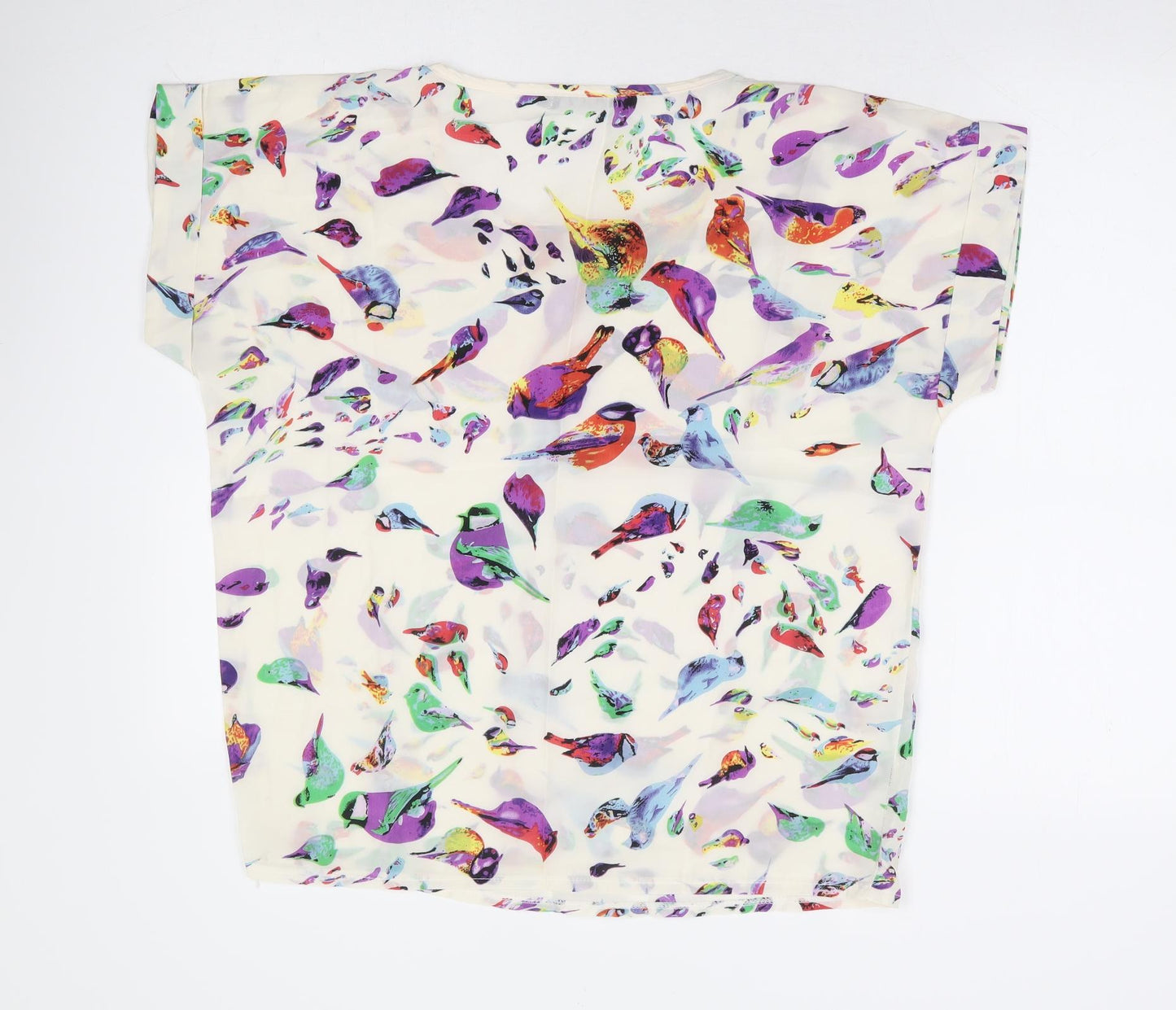 HXY Womens Multicoloured Geometric Polyester Basic Polo Size L Round Neck - Bird Print Box Tee