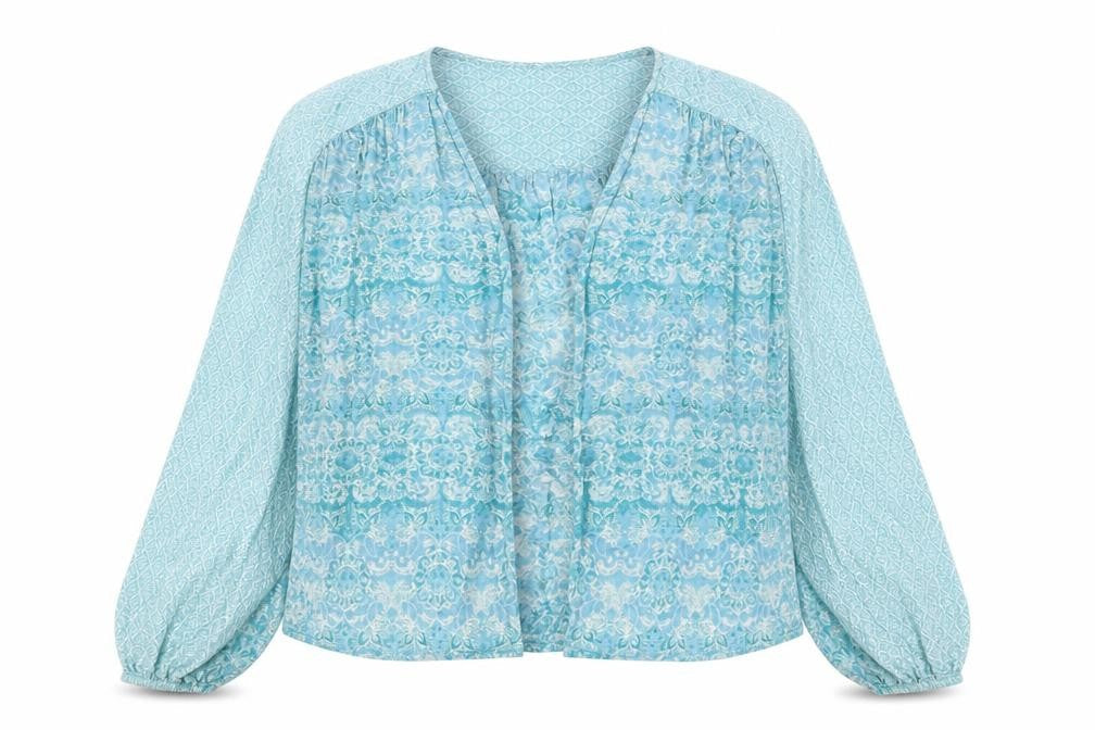 Indigo Womens Blue Floral Kimono Jacket Size 10