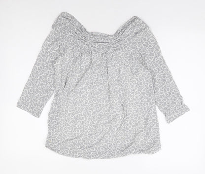 Phase Eight Womens Grey Geometric Viscose Basic Blouse Size 10 Boat Neck