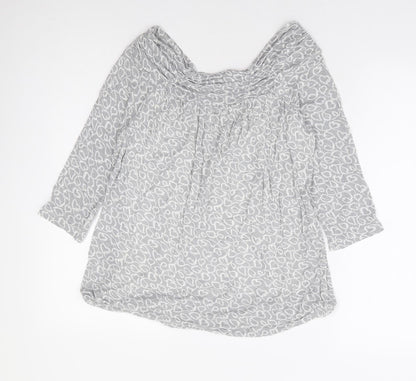 Phase Eight Womens Grey Geometric Viscose Basic Blouse Size 10 Boat Neck