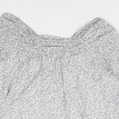 Phase Eight Womens Grey Geometric Viscose Basic Blouse Size 10 Boat Neck