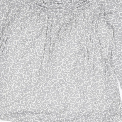 Phase Eight Womens Grey Geometric Viscose Basic Blouse Size 10 Boat Neck