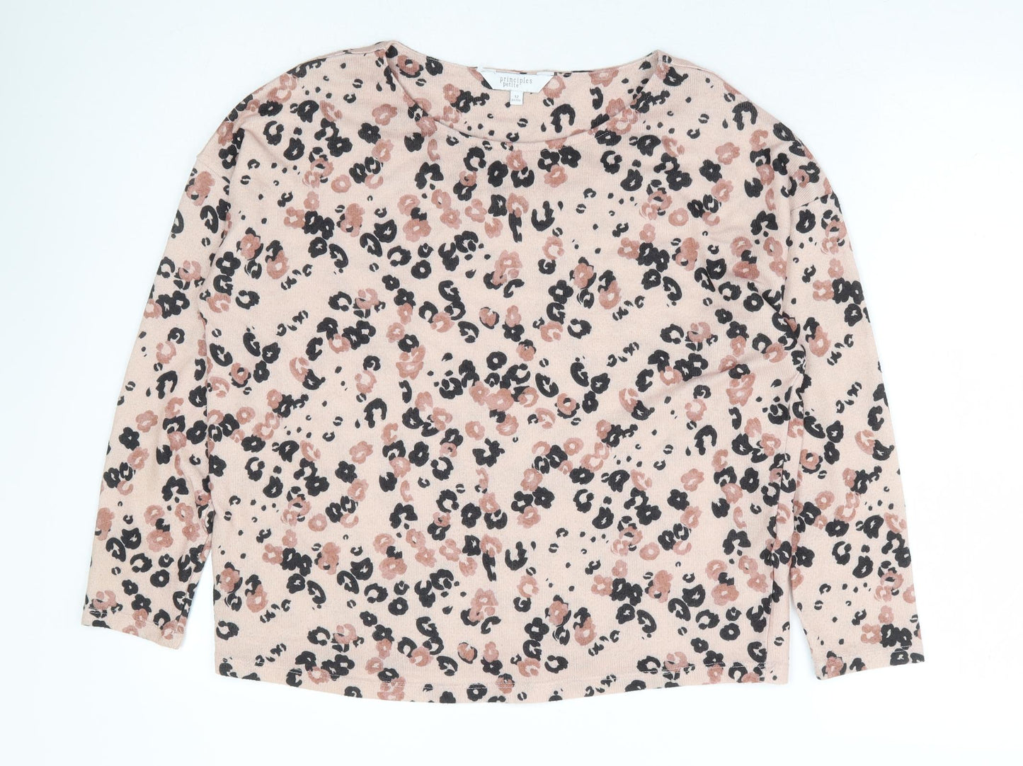Principles Womens Pink Round Neck Animal Print Polyester Pullover Jumper Size 12 - Leopard Print