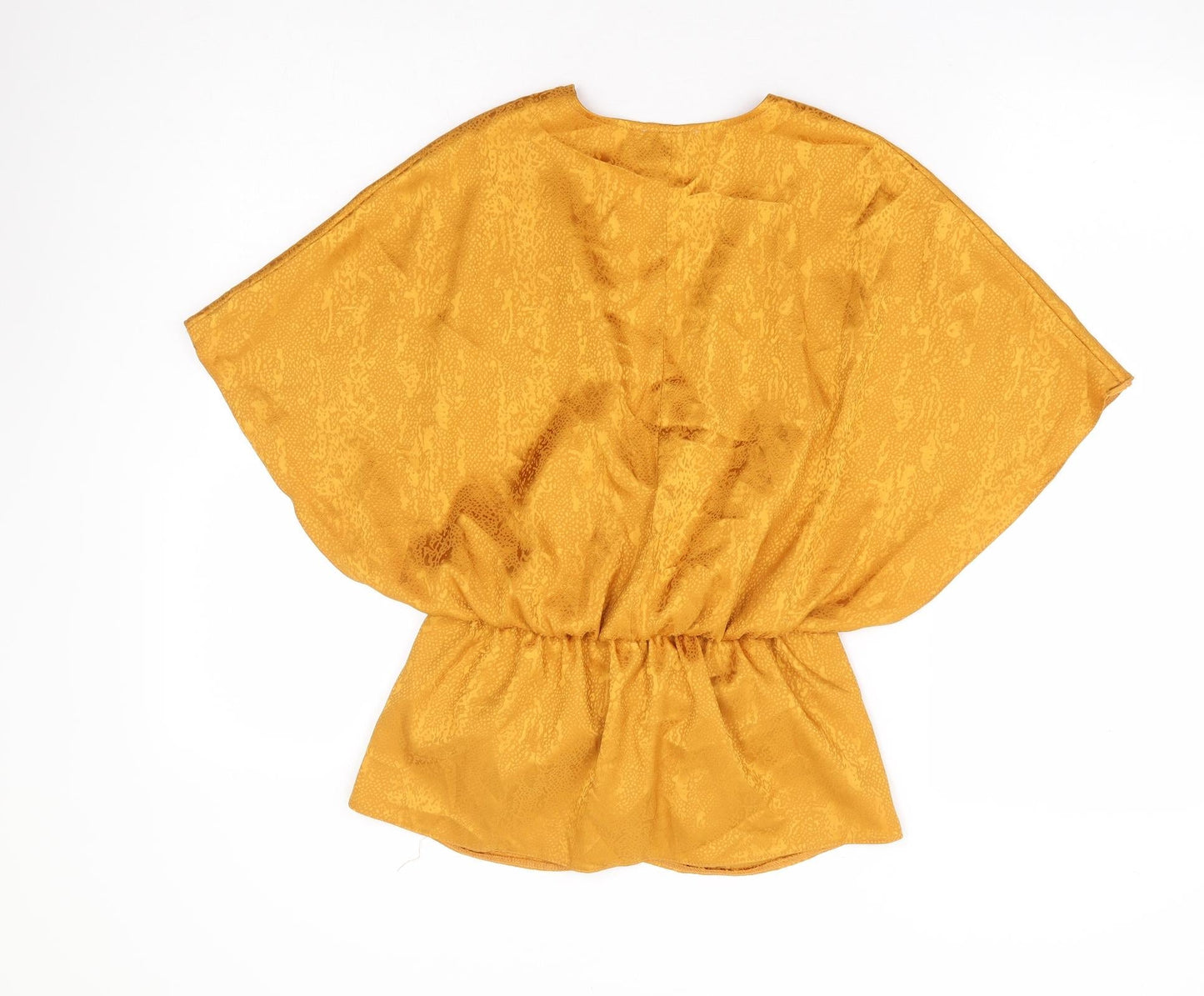ASOS Womens Yellow Animal Print Polyester Basic Blouse Size 10 V-Neck - Snake Skin Peplum