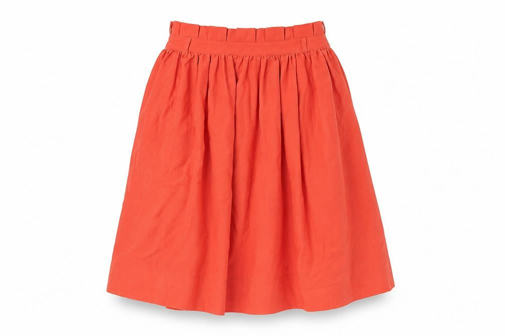 H&M Womens Orange Polyester Flare Skirt Size 6 Zip - Paperbag Waist