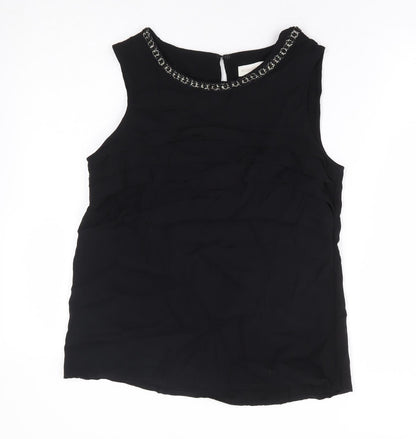 Monsoon Womens Black Viscose Basic Tank Size 12 Round Neck