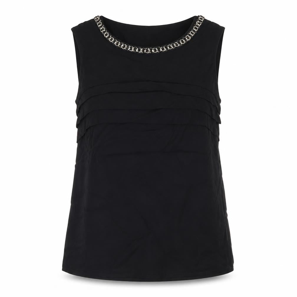 Monsoon Womens Black Viscose Basic Tank Size 12 Round Neck