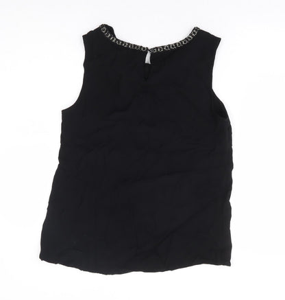Monsoon Womens Black Viscose Basic Tank Size 12 Round Neck