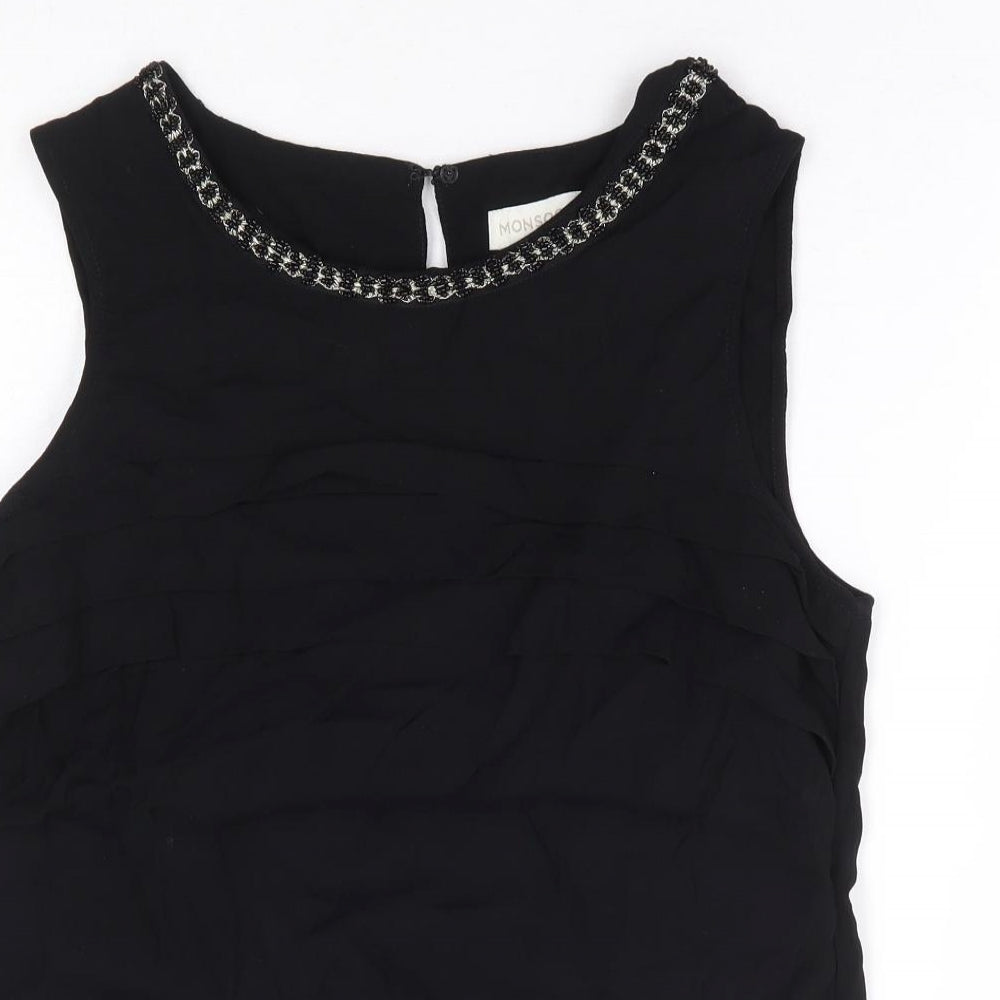 Monsoon Womens Black Viscose Basic Tank Size 12 Round Neck