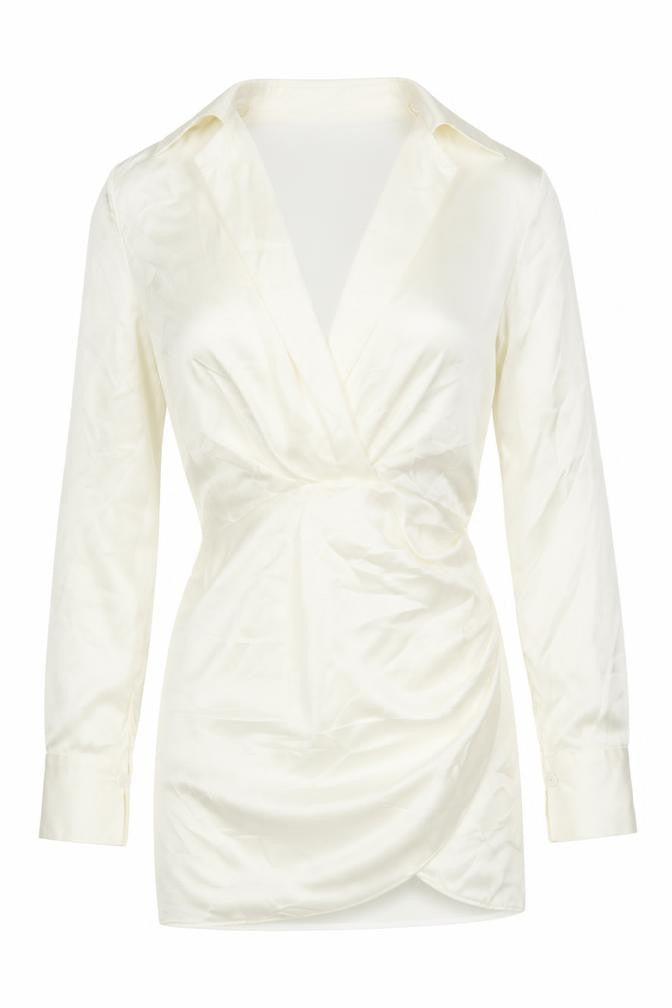 Zara Womens White Polyester Mini Size M V-Neck Zip